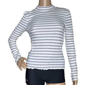 Hippie Rose striped mock neck tee, NWT, medium